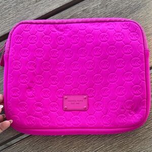 Michael Kors Vibrant Pink Quilted MK Tablet Sleeve